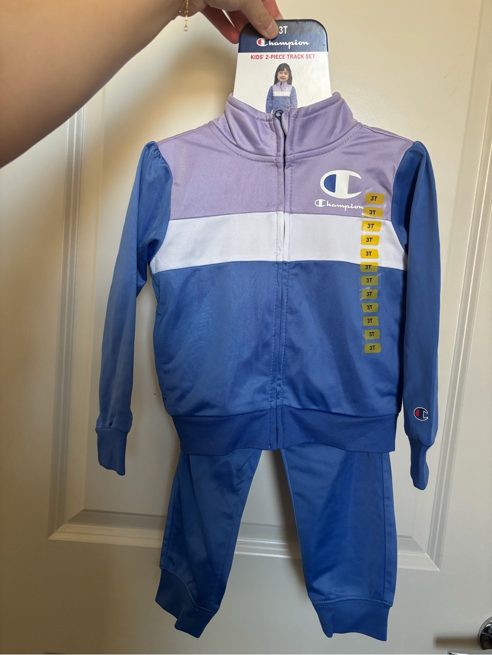 Champion Girls' Colorblock Track Set in Lavender, Light Blue, White
